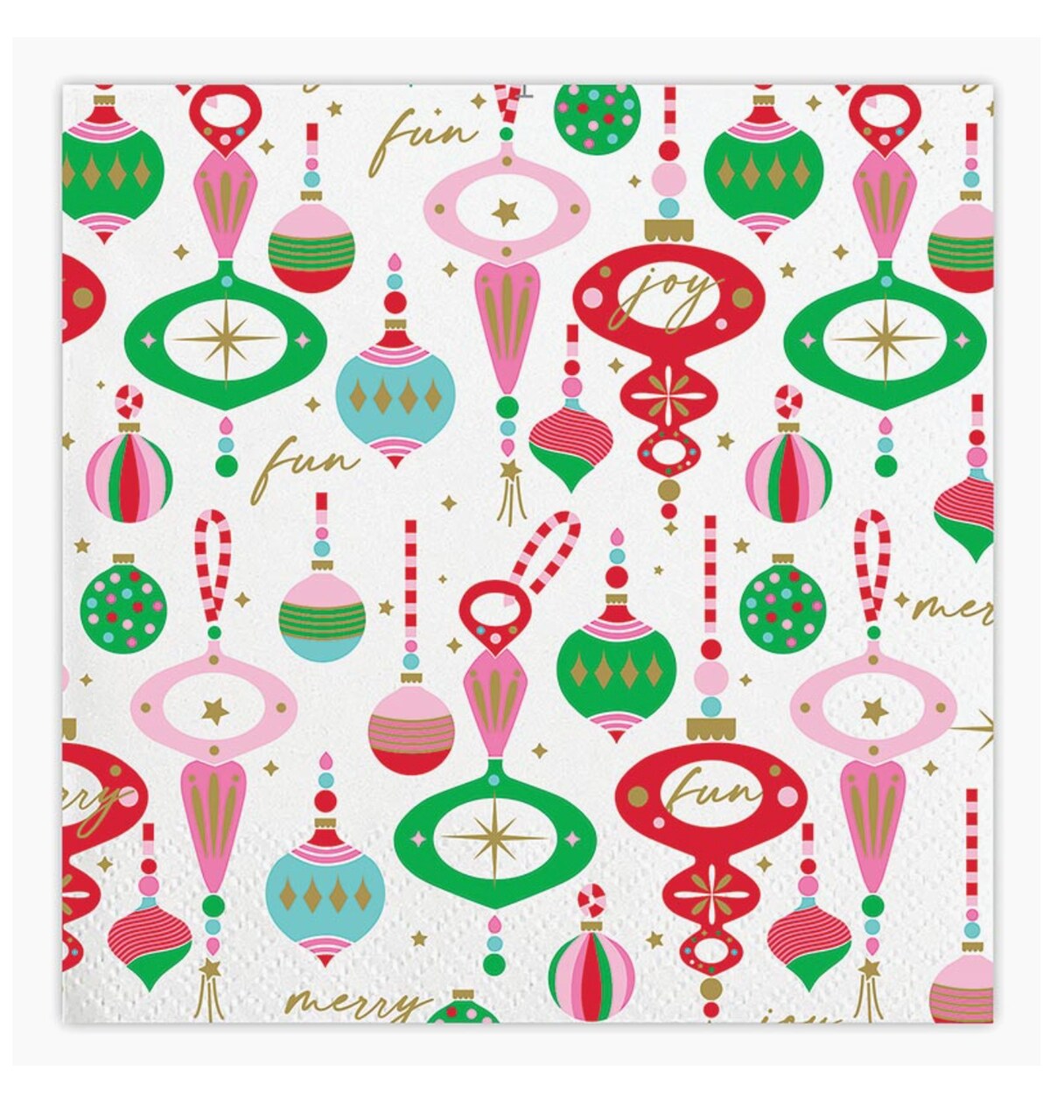 Merry Fun Ornament Beverage Napkins – 20ct 5" Colorful Holiday Cocktail Napkins for Christmas & Winter Parties